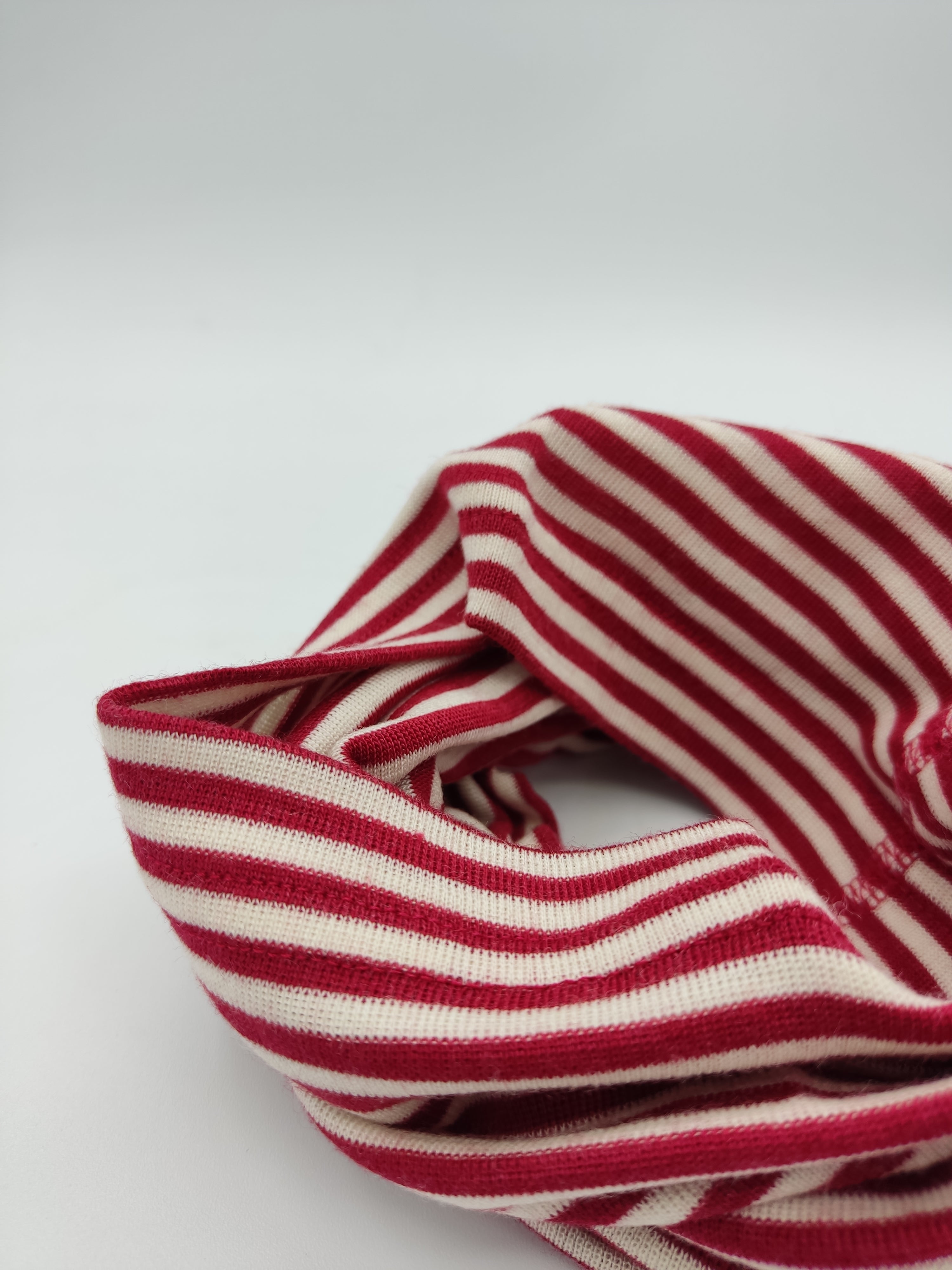 Scaldacollo in lana e seta per bambino e adulto // riga Rosso Ciliegia